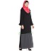 A-Line Frill Abaya- Black-Grey